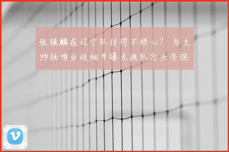 张镇麟在辽宁队待得不顺心? 与主帅杨鸣分歧细节曝光换队念头浮现